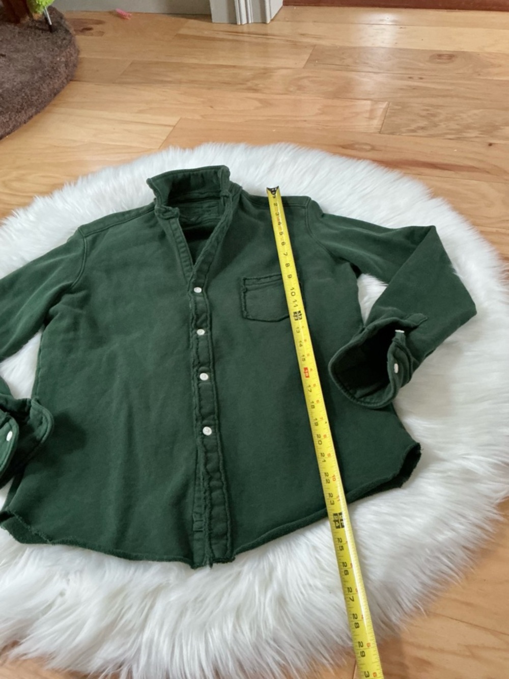 Frank & Eileen Triple Fleece Sweatshirt Dark Green Button-Up Size XS - Picture 3 of 6
